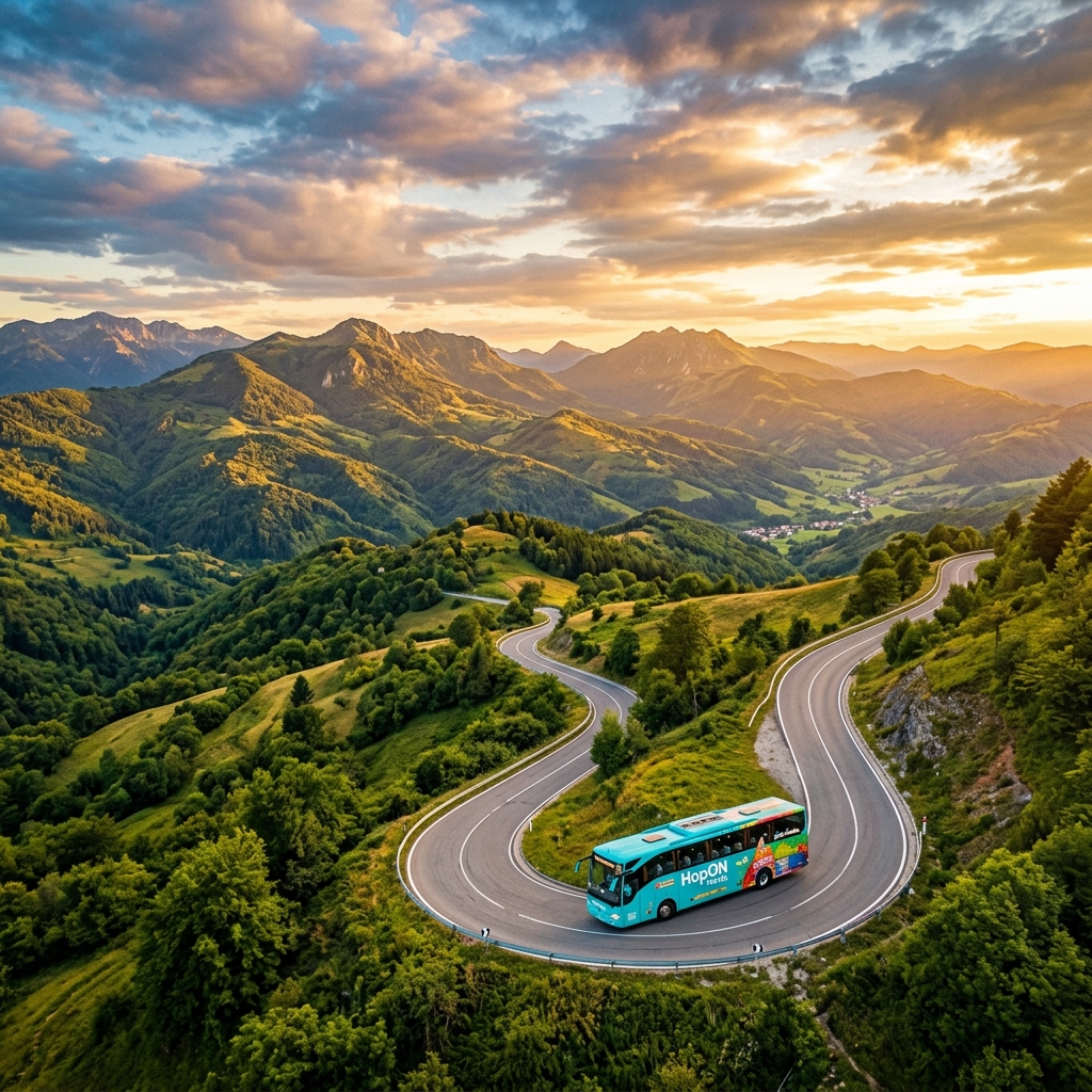 Scenic mountain road travel